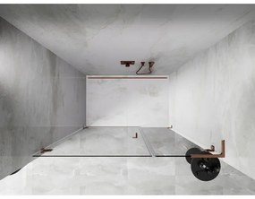 Mexen Lunar-B, L Otočné ľavé sprchové dvere 145 cm, 8mm číre sklo, ružové zlato profil, 832SL-145-050-60-00-L