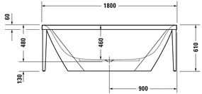 Duravit XViu - Vaňa s kovovým podstavcom 1800x800 mm, biela 700443000B20000