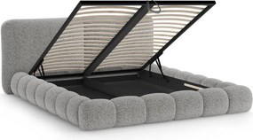 Sivá čalúnená dvojlôžková posteľ s úložným priestorom s roštom 160x200 cm Solange – Micadoni