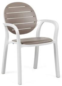 PALMA záhradná stolička s podrúčkami bianco/tortora