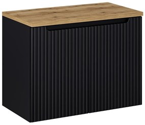 Závěsná skříňka pod umyvadlo Nova Black II s deskou 80 cm černá/dub evoke