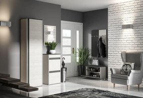 Policový sedací botník INGO - biela borovica / antracit / šedý