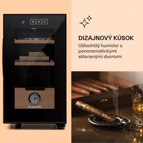 Klarstein El Presidente 23, humidor na cigary, 23 l, 45 W, dotykové ovládanie, bukové drevo, LED