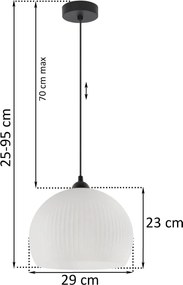 Závesné svietidlo Riffle 5, 1x biele sklenené tienidlo, b