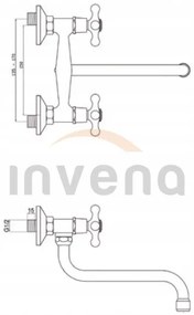 Invena Roma, umývadlová-drezová batéria s predĺženou výlevkou 200mm v type S, chrómová, INV-BC-21-00S-L