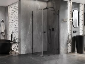 Mexen Lunar T výklopný sprchový kút pravý 110 x 110 cm, číre sklo, čierna matná, 834T-110-110-70-00-P
