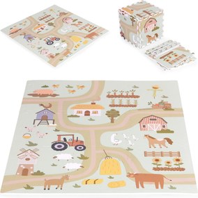 ECOTOYS Detská EVA penová podložka – puzzle Farma 90,5×90,5 cm, 21 dielov, písmená a čísla