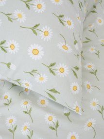 Bavlnená obliečka na vankúš Renforcé 40 × 60 cm - Sedmokrásky sivozelené