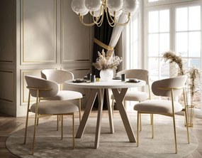 OKRÚHLY ROZKLADACÍ JEDÁLENSKÝ STÔL EWALD BIELY MATNÝ + KAŠMÍROVÉ NOHY 100/140 cm