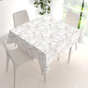 Biante Bavlnený štvorcový obrus Sandra SA-268 Béžové designové kvety na bielom 40x40 cm