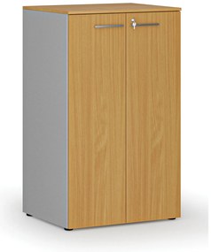 Kancelárska skriňa s dverami PRIMO GRAY, 3 police, 800 x 640 x 1335 mm, sivá/buk