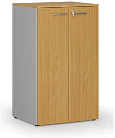 Kancelárska skriňa s dverami PRIMO GRAY, 3 police, 800 x 640 x 1335 mm, sivá/buk