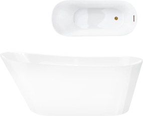 Voľne stojaca vaňa Corsan Estella 170 x 74 cm Korok klik-klak Zlatý