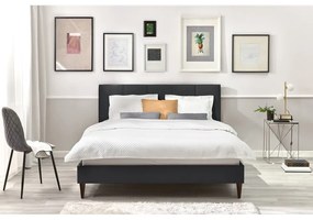 Tmavosivá zamatová dvojlôžková posteľ Bobochic Paris Vivara Dark, 180 x 200 cm