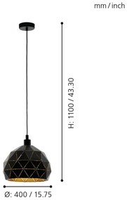 Eglo 97841 - Luster na lanku ROCCAFORTE 1xE27/60W/230V