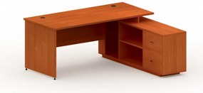 Kancelársky stôl so skrinkou MIRELLI 1600 x 1600 mm, pravý, čerešňa
