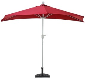 Slnečník polkruh Parla - polyester/hliník - 270cm bordová so stojanom