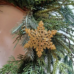 DECOLED Kovové vločky, 3 kusy, 10 x 7,7 cm, zlatá