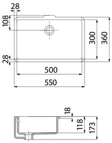 Deante Temisto, zapustené keramické umývadlo 500x300x173 mm, biela lesklá, DEA-CDT_6U5U