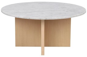 Biely mramorový okrúhly konferenčný stolík 90x90 cm Brooksville - Rowico