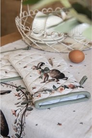 Bavlnený košík na pečivo so zajacom Natural Linen Easter - Ø 15*16 cm