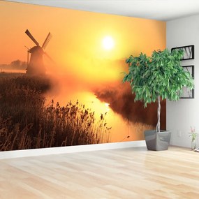 Fototapeta Vliesová Slnko veterný mlyn 416x254 cm