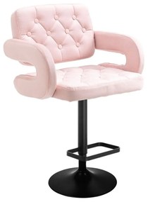 LuxuryForm DESIGN Barová stolička ADRIA VELUR na čiernom tanieri - ružová