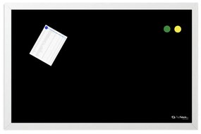 Toptabule.sk  Čierna magnetická tabuľa v bielom drevenom ráme 100×150 cm