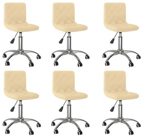 Otočné jedálenské stoličky 6 ks krémové zamat 3086404