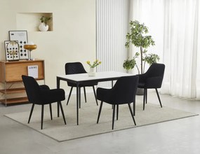 Set dvoch jedálenských stoličiek NANA zamatové, čierne (čierne nohy) 2 ks