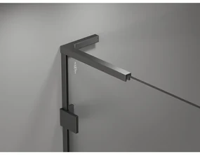 Mexen Lunar, L pravý výklopný päťuholníkový sprchový kút 100x90 cm priehľadný, profil grafit brúsený, 831L-100P-090L-66-00-P
