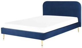 Zamatová posteľ 160 x 200 cm modrá FLAYAT Beliani