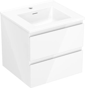 Mexen Orio, kúpeľňová skrinka 50 cm s umývadlom Otis, 2 zásuvky, biela lesklá, 91A10-05047-2-BFF00-W18M00