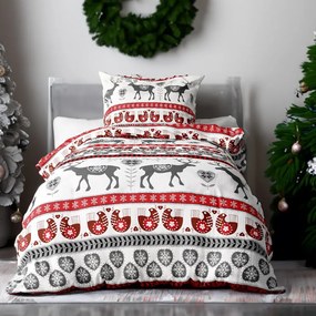 Bavlnené obliečky CHRISTMAS GRAY REINDEER 140x200cm