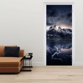 Fototapeta na dvere - Jazero s horou (95x205cm)