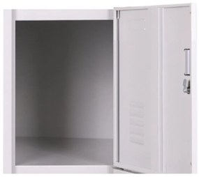 Šatníková skrinka S3 s úložnými boxami, 5 boxov, 1800 x 380 x 450 mm, demont, cylindrický zámok, sivá/červená