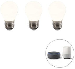 Sada 3 inteligentných stmievateľných LED žiaroviek E27 P45 4,5W 400lm 2200-4000K