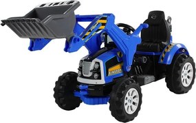 LEAN CARS Batériový traktor s lyžicovým rýpadlom modrý