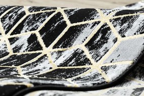 Dywany Łuszczów, Behúň Gloss 409A 82 3D cubes black/gold/grey, 70x200, čierna, obývacia izba