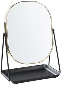 Kozmetické zrkadlo 20 x 22 cm zlatá/čierna CORREZE Beliani