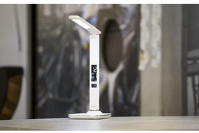 Immax 08934L - LED Stolná lampa s displejom KINGFISHER LED/9W/230V biela