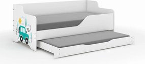 Wooden Toys Detská posteľ LILU 160x80 AUTÍČKA s funkciou na spanie