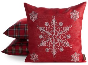 EUROFIRANY VIANOČNÁ DEKORAČNÁ OBLIEČKA NA VANKÚŠ SNOWFLAKE 45X45 CM ČERVENÁ