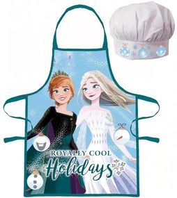 Vianočná zástera s kuchárskou čiapkou Ľadové kráľovstvo - Frozen - 2 diely - pre deti 3 - 8 rokov