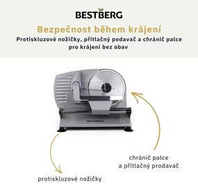 Elektrický krájač BestBerg BBS-400 / 200 W / šedá