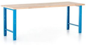 Výškovo nastaviteľný dielenský stôl Basic 220 x 80 cm, modrá