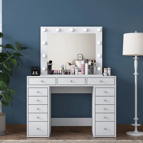 Toaletní stolek Melissa 04 s LED zrcadlem bílý