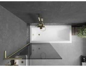 Mexen Next L, 1-krídlová vaňová zástena 80 x 150 cm, 6mm šedé sklo, zlatý matný profil, 895-080-000-03-40-55