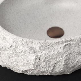Rea Mika Cloudy, umývadlo na dosku 500x380x150 mm, biela-imitácia kameňa, REA-U3584