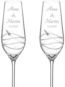 Dekorant Svadobné poháre na šampanské Venezia s kryštálmi Swarovski 230 ml 2KS